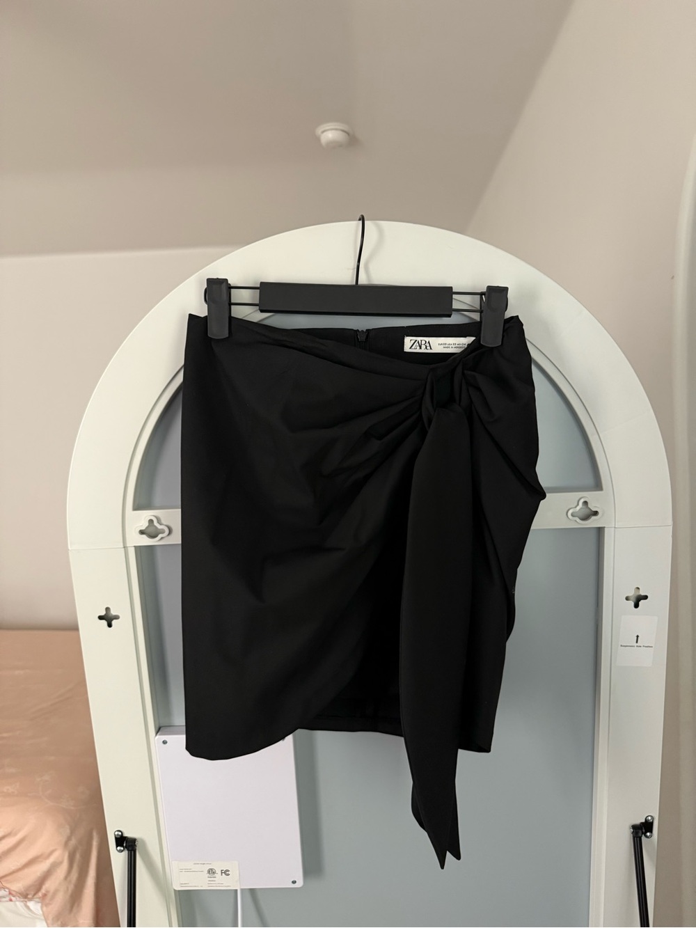 Zara Black Draped Tie Detail Mini Skirt | XS | Excellent Condition